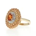 Yellow Gold Hessonite & Spessartite Garnet Diamond Halo Ring 10k Oval 2.43ctw