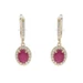 Yellow Gold Ruby Diamond Halo Huggie Hoop Dangle Earrings 14k Oval 1.86ctw