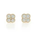 Yellow Gold Diamond Quatrefoil Cluster Stud Earrings 14k Rd.90ctw Floral Pierced