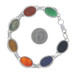 Sterling Onyx Sodalite Carnelian Scarab Beetle Link Bracelet 7 1/2" - 925 Carved