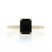 Yellow Gold Onyx Diamond Ring - 10k Emerald Cut