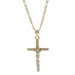 Yellow Gold Cubic Zirconia Crucifix Necklace 20" - 14k Round .32ctw Faith