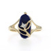 Yellow Gold Lapis Lazuli Diamond Solitaire Ring - 10k Oval