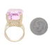 Yellow Gold Kunzite Cocktail Solitaire Ring - 14k Emerald Cut 28.88ct