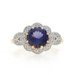 Yellow Gold Iolite Diamond Ring - 10k Round 1.33ctw Floral Halo