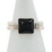 Sterling Silver Onyx Freshwater Pearl Double Strand Bracelet 7 3/4" - 925 Sq Cab