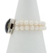 Sterling Silver Onyx Freshwater Pearl Double Strand Bracelet 7 3/4" - 925 Sq Cab