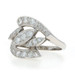 White Gold Diamond Vintage Cluster Cocktail Bypass Ring - 14k Round .87ctw