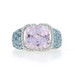 White Gold Kunzite Aquamarine Diamond Ring - 14k Antique Cushion 5.75ctw GAL