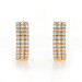 Yellow Gold Diamond Stripe Huggie Hoop Earrings - 14k Round .50ctw Pierced