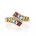 Yellow Gold Garnet Amethyst Topaz Bypass Ring - 14k Baguette 2.12ctw Channel Set