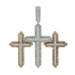 White Gold Diamond Pointed Calvary Cross Trio Men's Pendant - 10k Round 3.00ctw