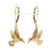 Yellow Gold Ruby Hummingbird Dangle Earrings - 14k Round Nature Pierced