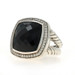David Yurman Albion Onyx Diamond Halo Ring - Sterling Silver 925 Cushion .48ctw