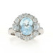 White Gold Aquamarine Diamond Halo Ring - 14k Oval 3.95ctw