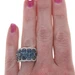 White Gold Sapphire Diamond Cluster Cocktail Band -14k Oval 9.34ctw Scallop Ring