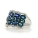 White Gold Sapphire Diamond Cluster Cocktail Band -14k Oval 9.34ctw Scallop Ring