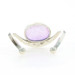 Sterling Pinkish Purple Dichroic Glass Curved Cuff Bracelet 7" - 925 Oval Cab