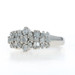 White Gold Diamond Cluster Cocktail Ring - 14k Round & Baguette 1.00ctw Floral