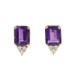 Yellow Gold Amethyst Diamond Stud Earrings - 18k Emerald 6.10ctw