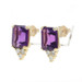 Yellow Gold Amethyst Diamond Stud Earrings - 18k Emerald 6.10ctw