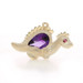 Yellow Gold Amethyst Ruby Walking Dinosaur Pendant - 14k Pear .88ctw Happy Dino