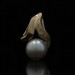 Yellow Gold Pearl Botanical Solitaire Pendant 7" - 14k Leaves