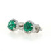 White Gold Emerald Diamond Halo Stud Earrings - 14k Round .94ctw Pierced