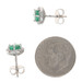 White Gold Emerald Diamond Halo Stud Earrings - 14k Round .94ctw Pierced