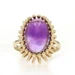 Yellow Gold Amethyst Cocktail Solitaire Ring - 14k Oval Cabochon 11.70ct