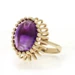 Yellow Gold Amethyst Cocktail Solitaire Ring - 14k Oval Cabochon 11.70ct