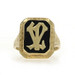 Yellow Gold Onyx Art Deco Monogram Signet Men's Ring - 14k LV VL Letters Vintage