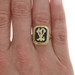 Yellow Gold Onyx Art Deco Monogram Signet Men's Ring - 14k LV VL Letters Vintage