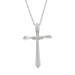 White Gold Diamond Cross Three-Stone Necklace 18" - 14k Round .13ctw Faith