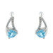 White Gold Swiss Blue Topaz Diamond Drop Earrings - 14k Trillion 1.42ctw Pierced