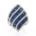 White Gold Sapphire Diamond Cluster Cocktail Ring - 18k Baguette 8.39ctw Wave