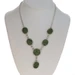 Sterling Silver Green Glass Necklace 18 1/4" - 925 Textured Round & Oval