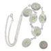 Sterling Silver Green Glass Necklace 18 1/4" - 925 Textured Round & Oval