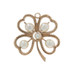 Yellow Gold Pearl Retro Four-Leaf Clover Pendant 14k Lucky Shamrock Vintage
