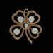 Yellow Gold Pearl Retro Four-Leaf Clover Pendant 14k Lucky Shamrock Vintage