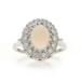 White Gold Opal Diamond Vintage Halo Ring - 14k Oval Cabochon 1.53ctw