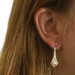 Yellow Gold Diamond Lace Scrollwork Dangle Earrings - 14k Round .50ctw Pierced
