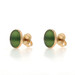 Yellow Gold Nephrite Jade Stud Earrings - 14k Oval Cabochon Pierced