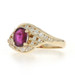 Yellow Gold Ruby Diamond Bypass Ring - 14k Oval 1.40ctw