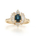 Yellow Gold Sapphire Diamond Halo Ring - 14k Oval 1.65ctw