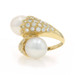 Yellow Gold South Sea Pearl Diamond Bypass Ring - 18k 2.02ctw Two-Stone