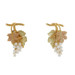 Yellow Gold Pearl Grape Cluster Drop Earrings 18k Fruit Non-Pierced Screw-Ons
