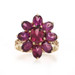 Yellow Gold Rhodolite Garnet Cluster Cocktail Halo Ring -10k Oval 5.80ctw Flower
