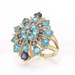 Yellow Gold Swiss Blue Topaz Iolite Cluster Cocktail Ring -10k Rd 4.20ctw Floral