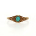 Yellow Gold Turquoise Edwardian Solitaire Ring -14k Oval Cabochon Floral Antique